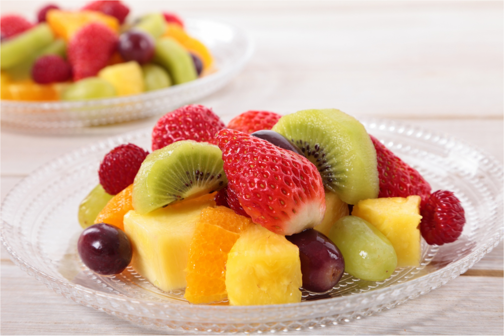 Fresh mixed fruit salad plate.